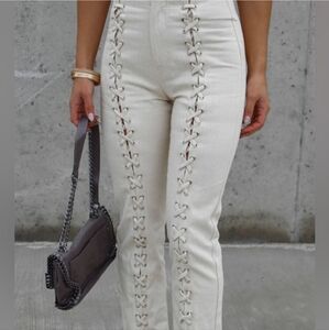 Vici High Rise Linen Lace Up Pant